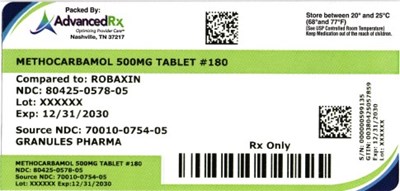 Methocarbamol 500mg #180 (Methocarbamol 500mg 80425 0578 05)